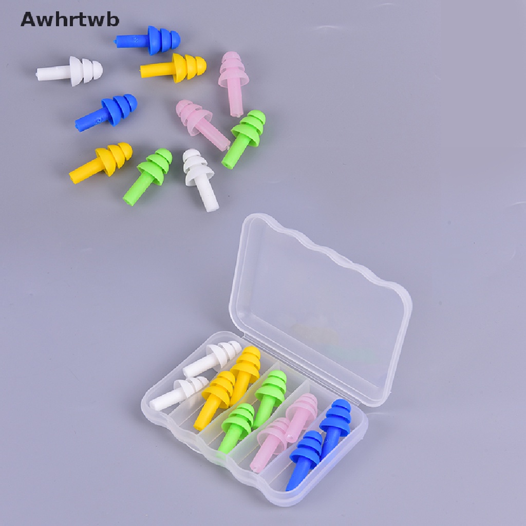Set 5 Cặp Nút Bịt Tai Bằng Silicone Chống Ồn Tiện Dụng Khi Đi Bơi