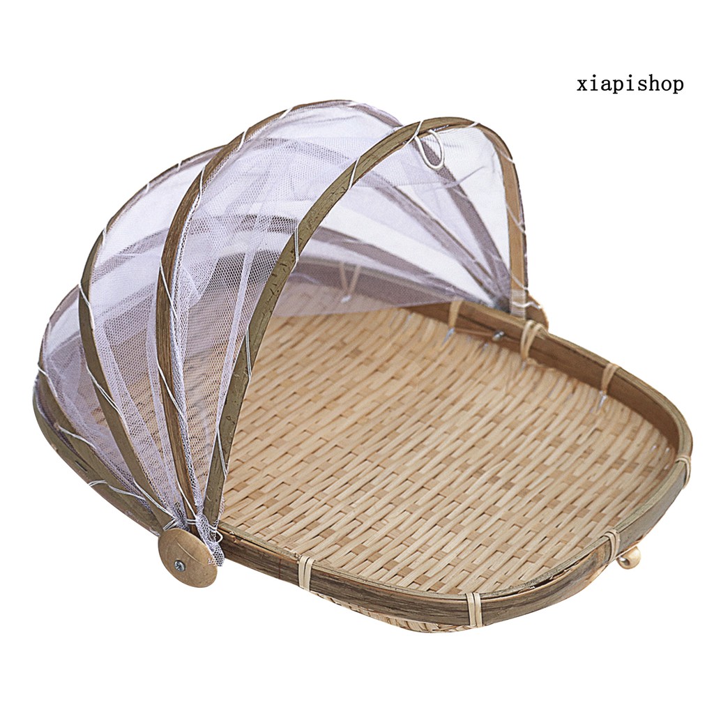Giỏ Lưới Đựng Trái Cây Chống Ruồi Bằng Tre Đan Kèm Vỏ Bọc Tiện Dụng
