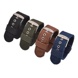 Dây Đeo Đồng Hồ Bằng Vải Canvas Nylon Thoáng Khí 16mm 18mm 20mm 22mm 24mm Phong Cách Retro