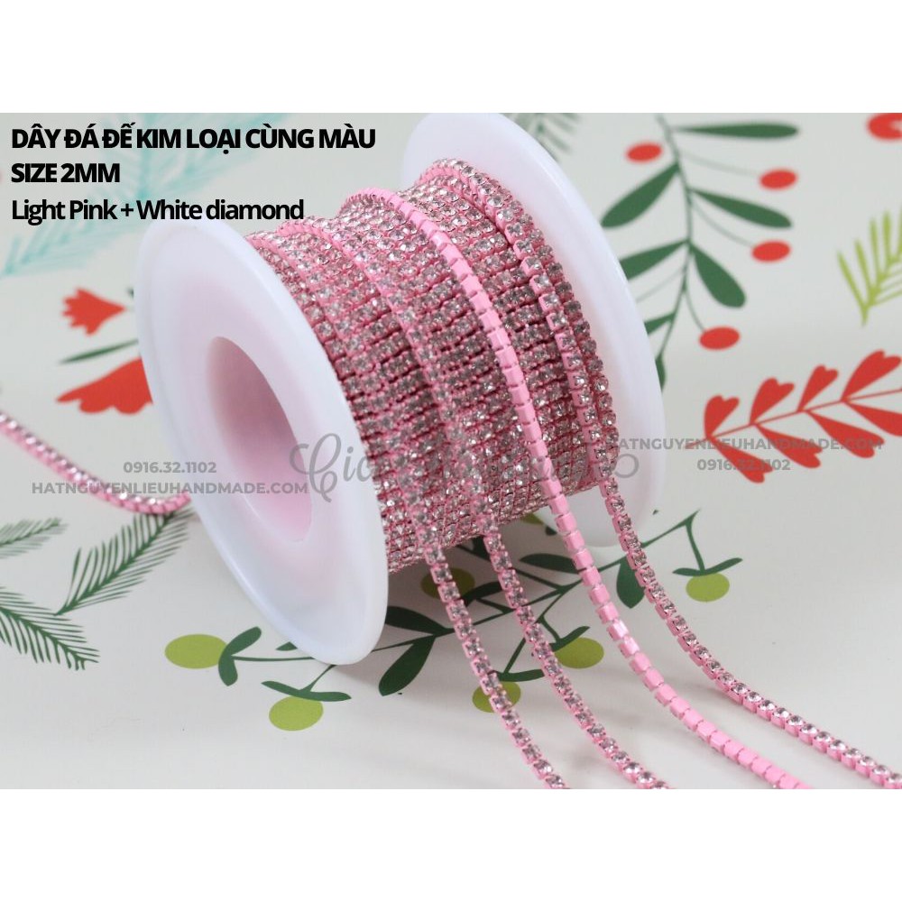 Túi 3m dây đá đế kim loại cùng màu 2mm - link 1/2 Cici Handmade hạt cườm nguyên liệu tự làm kẹp tóc cô dâu đính kết