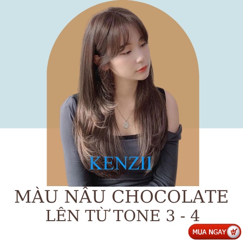 Thuốc nhuộm tóc màu nâu chocolate  Tặng trợ nhuộm  Kenzii lên từ tone 3 - 4 ( Thuốc nhuộm tóc nâu )