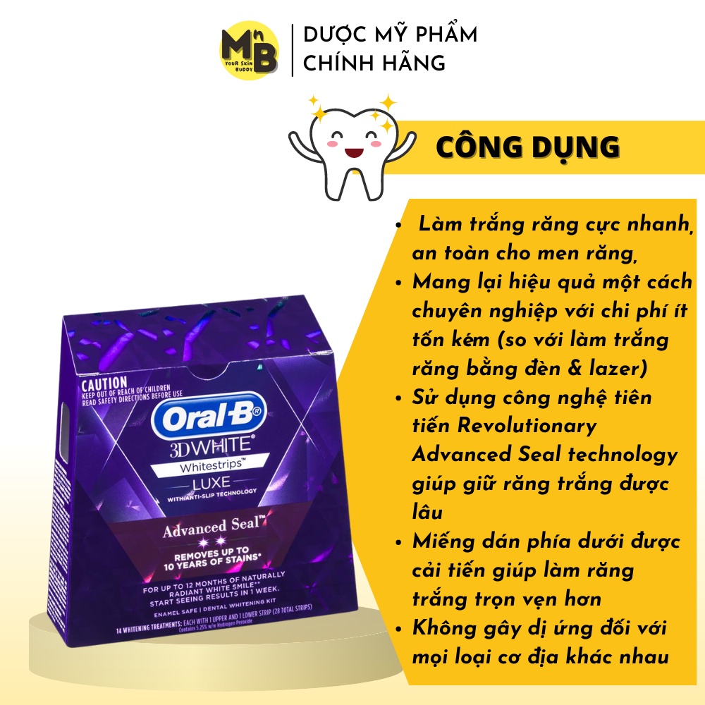 Miếng dán trắng răng OralB 3D White Whitestrips (miếng lẻ)