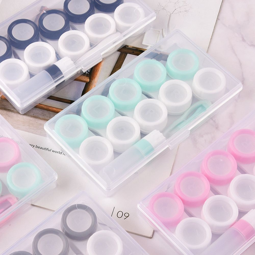 Set 1/5 hộp đựng kính áp tròng thiết kế trong suốt chống rò rỉ