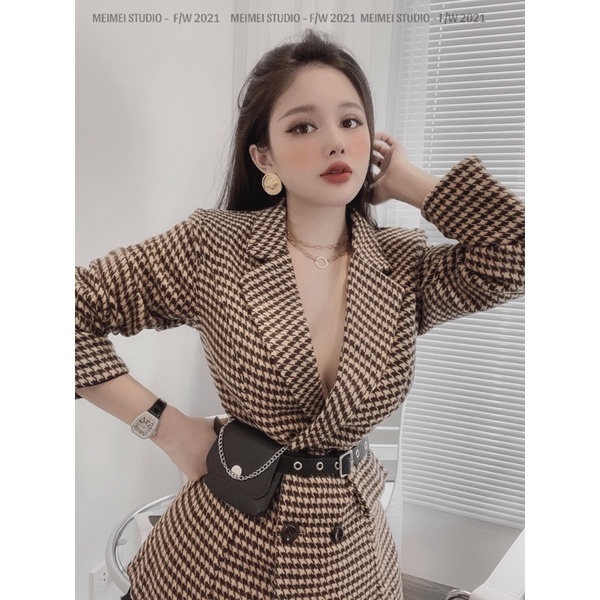 Áo vest zích zắc tweed