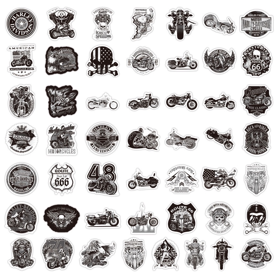 Set 50 Sticker Đầu Lâu Hoạt Hình Trang Trí Tủ Lạnh / Mũ Bảo Hiểm / Xe Mô Tô