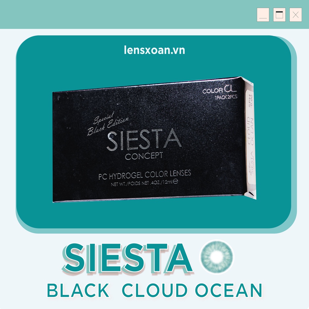 KÍNH ÁP TRÒNG CAO CẤP SIESTA BLACK CLOUD OCEAN: LENS XANH DƯƠNG SÁNG TÂY| PC HYDROGEL| COLOR CL|  LENS XOẮN