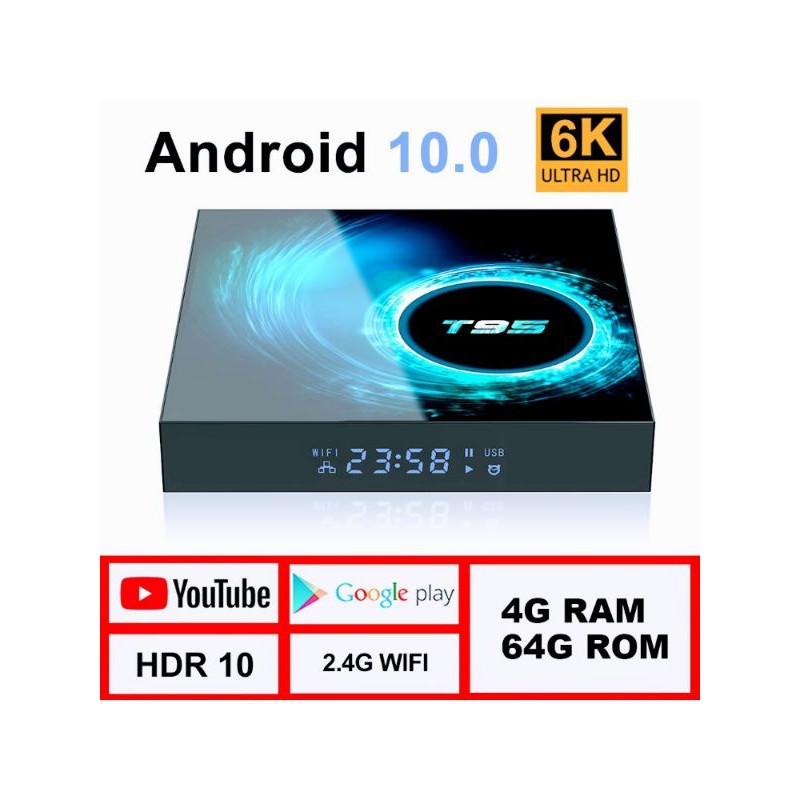 Android Tivi Box T95 Chính Hãng Phiên Bản Android 10 Ram 4G Bộ Nhớ Trong 32G Bluetooth 4.1