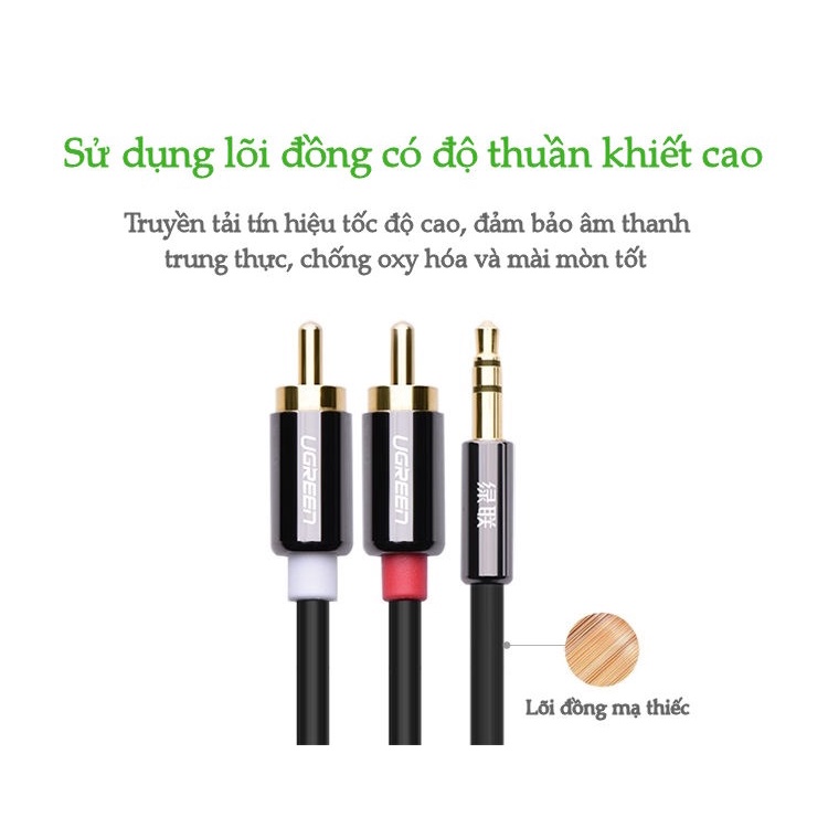 Dây Loa 3.5mm Sang 2 Đầu AV UGREEN 10583 10584 10590 10591 (Dài 1,5m 2m 3m 5m)