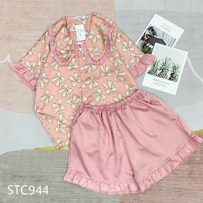 Đồ Ngủ Pijama Lụa Satin Tay Ngắn Quần Đùi Siêu Xinh, Mềm Mịn, Độc Lạ Khó Tìm, Sanh Chảnh Hàn Quốc | BigBuy360 - bigbuy360.vn