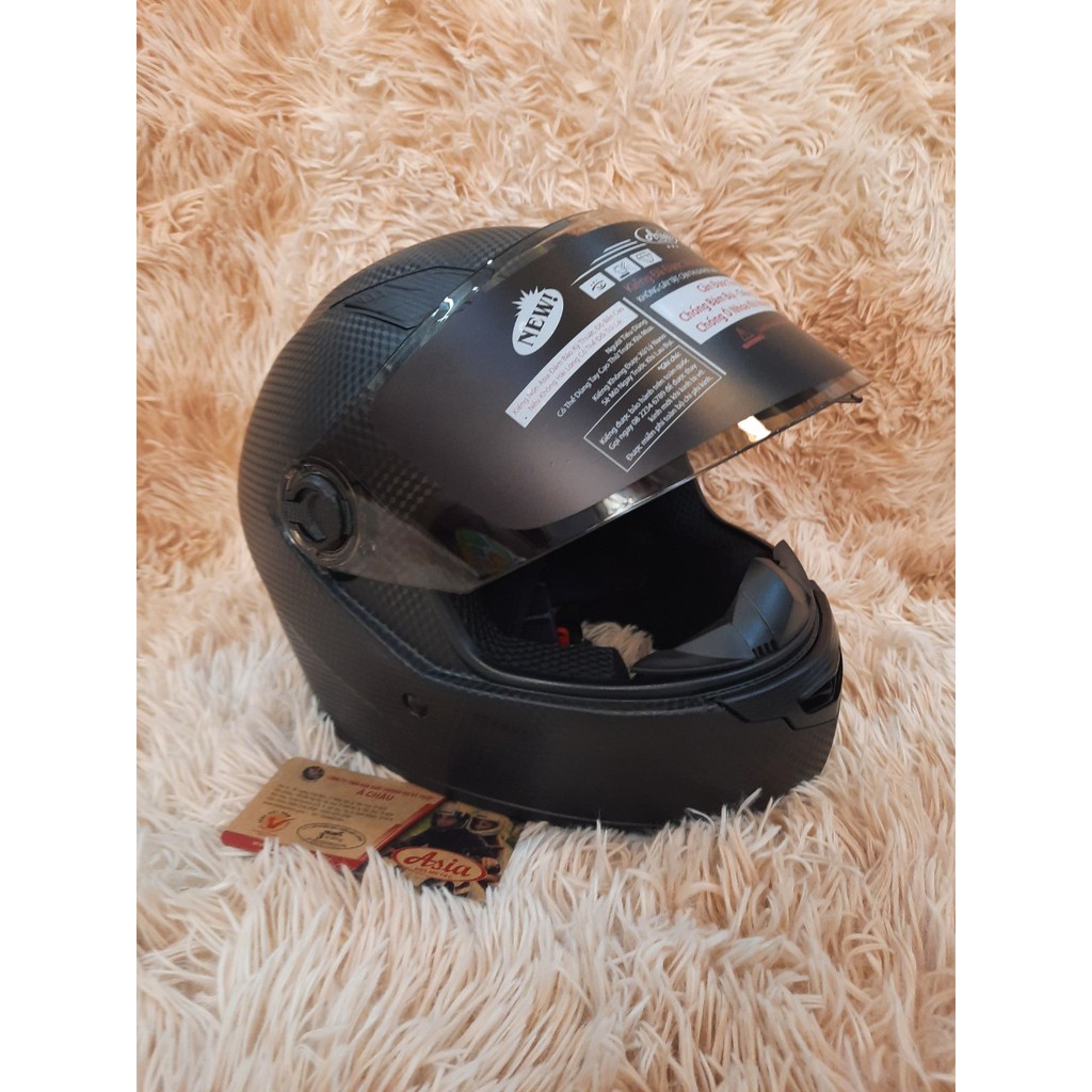 Nón Fullface Asia M136 vân carbon cap cấp - Bảo Hành 12 Tháng
