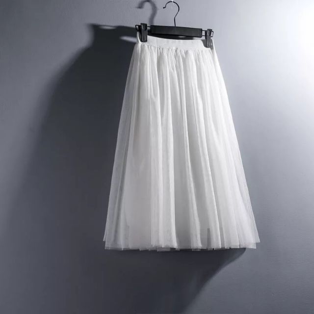 Chân váy lưới lưng thun ❤váy hai lớp dài qua đầu gối form 55 kg trở lại | BigBuy360 - bigbuy360.vn