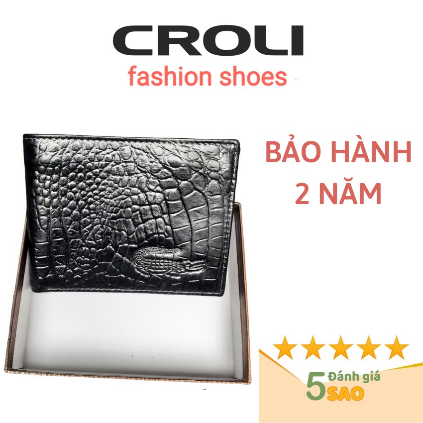 Ví nam da bò.Bóp da nam vân cá sấu thời trang.CROLI-V168