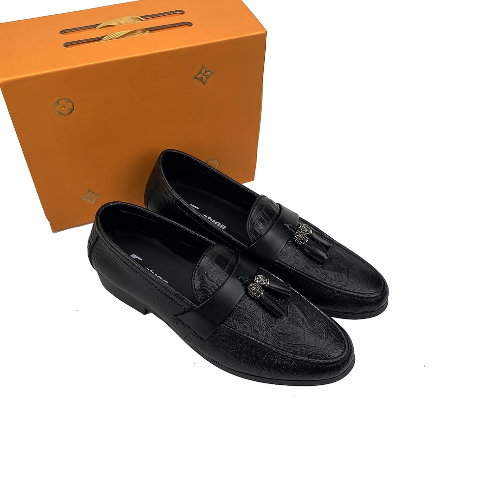 Giầy Lười Nam ⭐️ Penny loafer kết hợp chuông  thời trang , da dập vân ,đế cực êm chân
