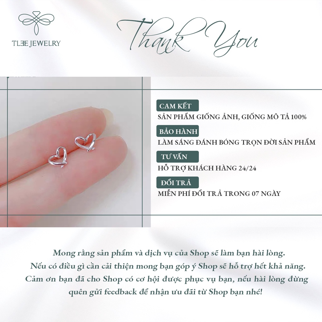 Khuyên tai bạc nữ TLEE trái tim đan chéo xinh xắn NCJ B0145