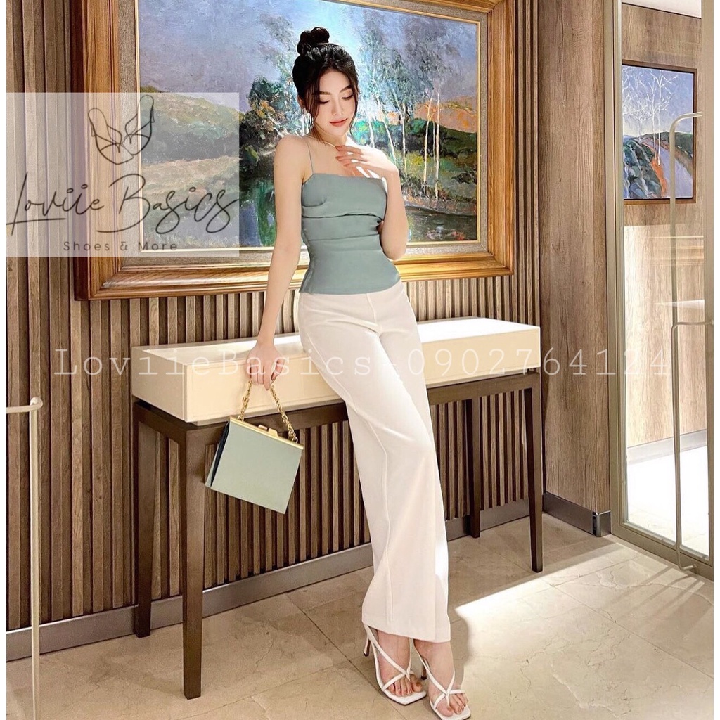 DÉP CAO GÓT LOVIIE BASICS 7 PHÂN - GUỐC NỮ XỎ NGÓN QUAI KẸP MẢNH MŨI VUÔNG GÓT NHỌN D200720 D220142