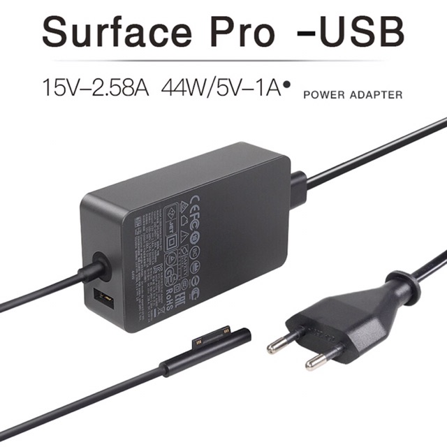 44W Bộ sạc  Surface Pro Bộ đổi nguồn 15V 2.58A cho Microsoft Surface Pro 7 Pro 6 Pro 5 Pro 4 Pro 3 Go book 1 2