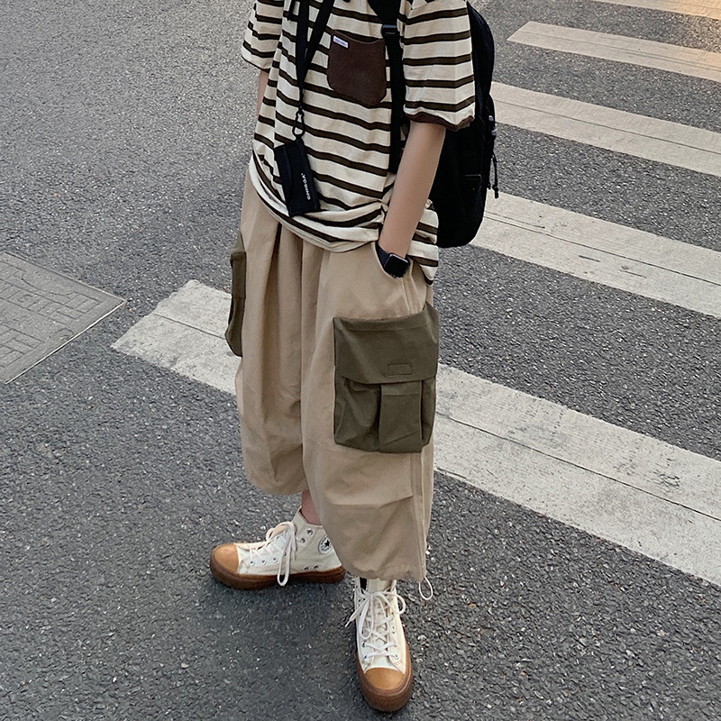 Quần Thông thường Các loại quần màu hàng hóa Phong cách Nhật Bản Thời trang Harajuku Retro Quần ống rộng thẳng