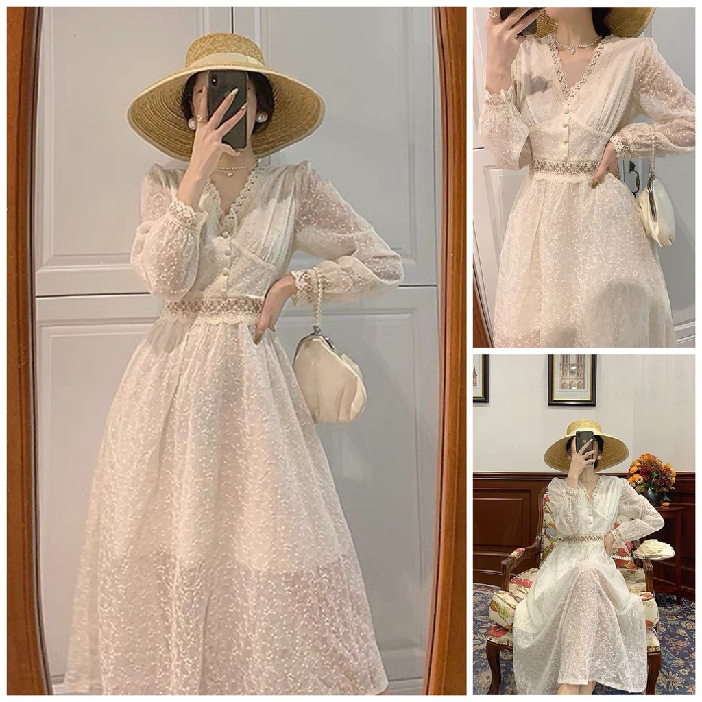 [Mã FATHANG5 giảm 10K đơn 50K] [HÀNG QCCC] - Váy ulzzang tiểu thư tay dài vintage - K05 - jannahouse | BigBuy360 - bigbuy360.vn