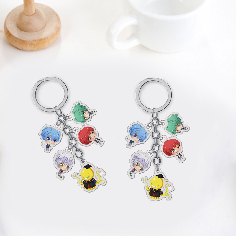 Anime Assassination Classroom Ansatsu Kyoushitsu Koro Sensei Keychain Acrylic Pendant Anime Accessories Cartoon Key Ring-In Key Chains