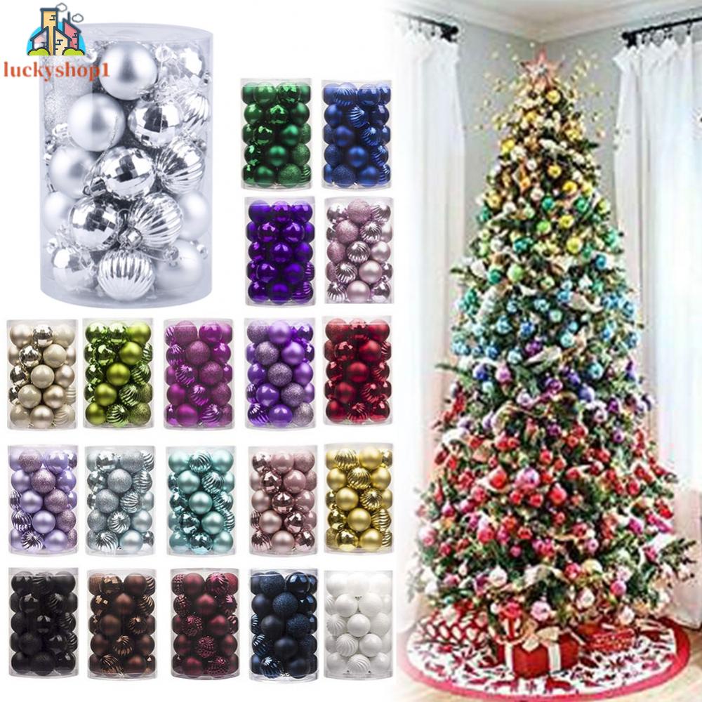 Set 34 Quả Châu Màu Đỏ 40mm Trang Trí Cây Thông Noel Mới