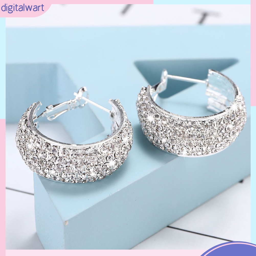 Cặp Khuyên Tai Thiết Kế Đính Đá Quý Nhân Tạo Sang Trọng Cá Tính Dành Cho Nữ Giới