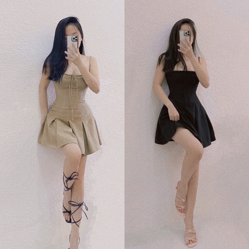 Đầm 2 Dây Xếp Li