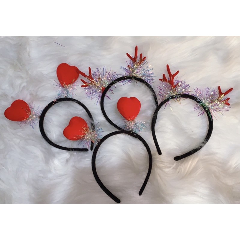 CC24 Cài cứng tim đỏ sừng hươu tông đỏ Noel Tết