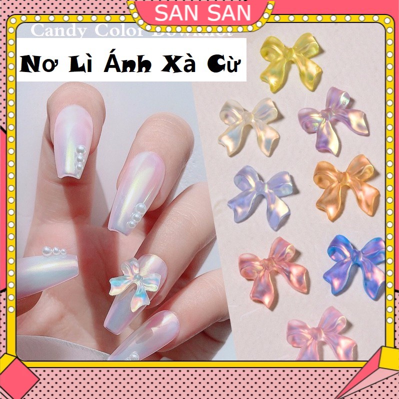 Nơ Lì Ánh Xà Cừ Hàn Quốc Đính Móng