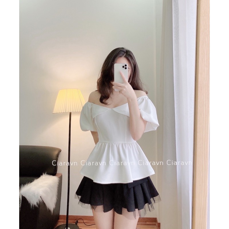 Áo tay bồng peplum