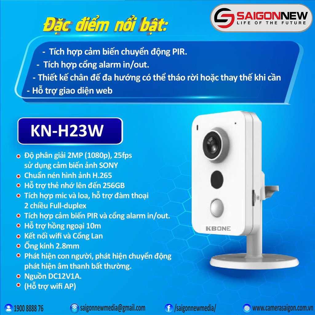 Camera IP Wifi KBONE KN-H23W Full HD 2MP