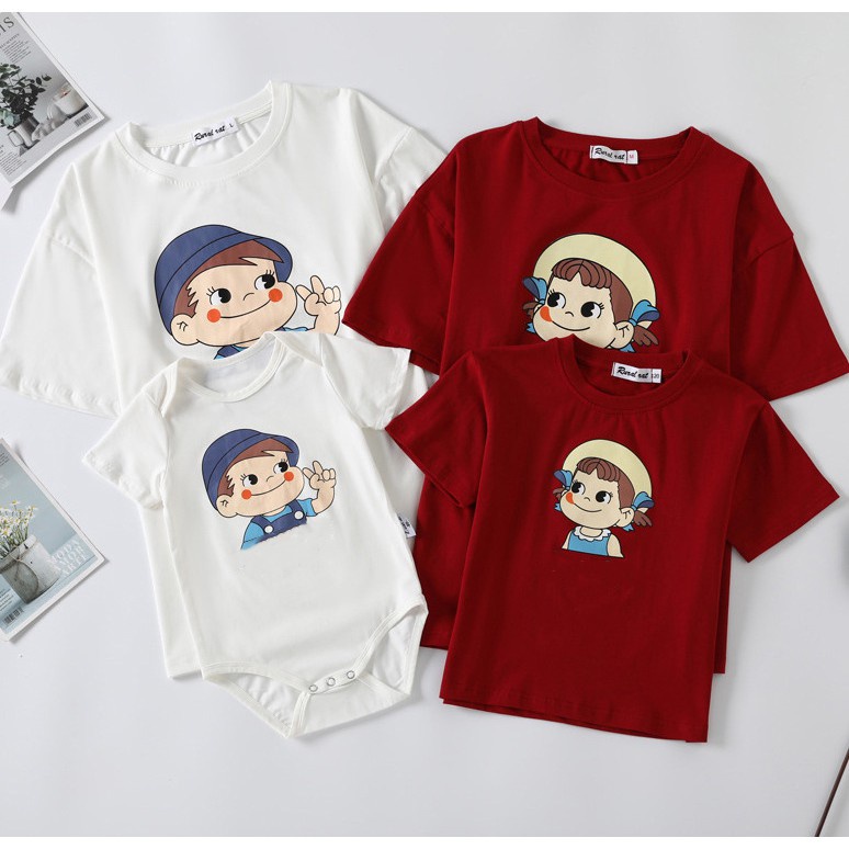 Áo gia đình Familylove - Mẫu Đồng phục gia đình Familylove Chibi say Hi Cotton 100%