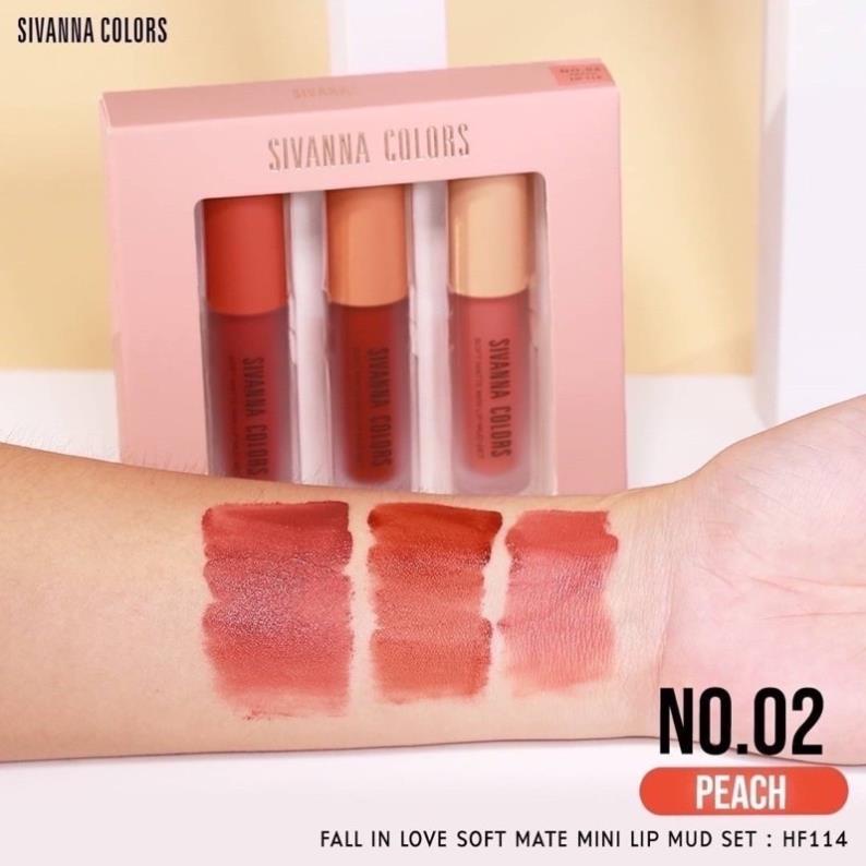 Set 3 son lì Sivanna Fall in Love Soft Mate Mini Lip Mud HF114