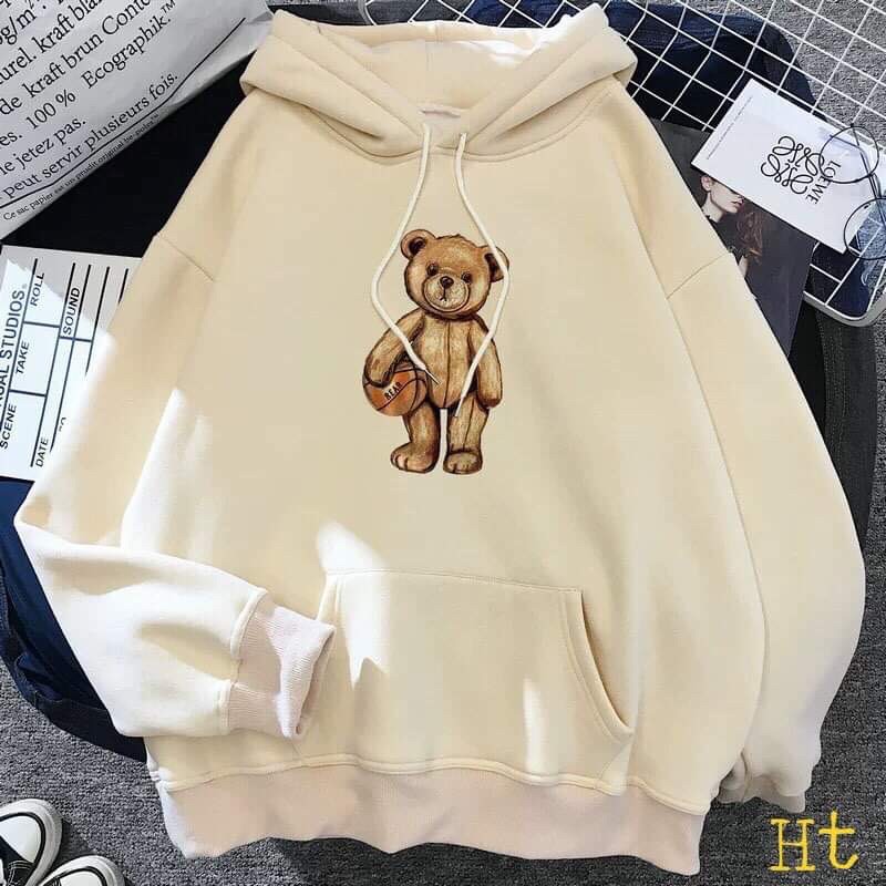 kho sỉ giá rẻ- Áo hoodie gấu cầm bóng HT11