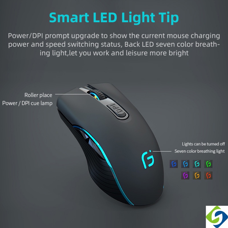 Chuột Máy Tính Geyes X9 Kết Nối Bluetooth 5.0/2.4G Siêu Mỏng Có Đèn Led 7 Màu