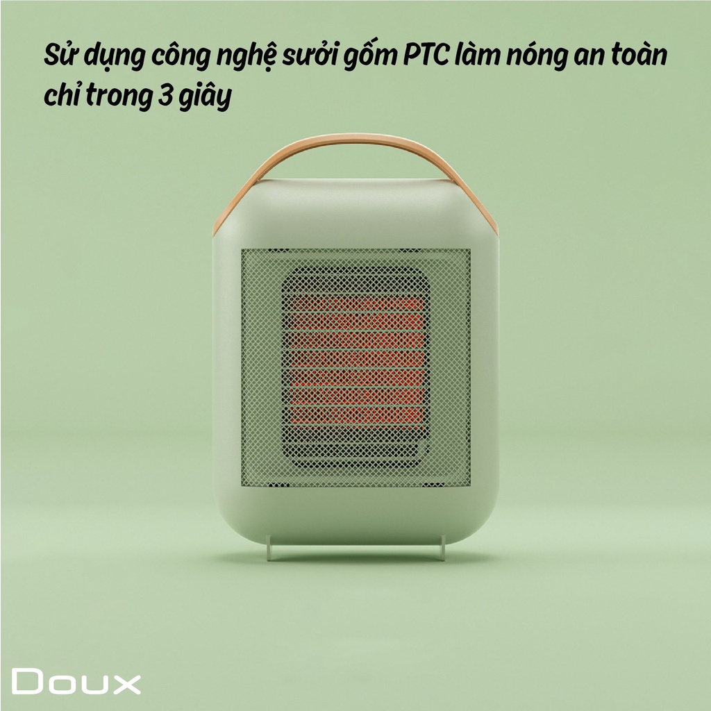 Máy sưởi ấm gốm mini Doux công nghệ mới tiết kiệm điện năng, không đốt cháy, không khí | Quạt sưởi ấm mùa đông cho bé