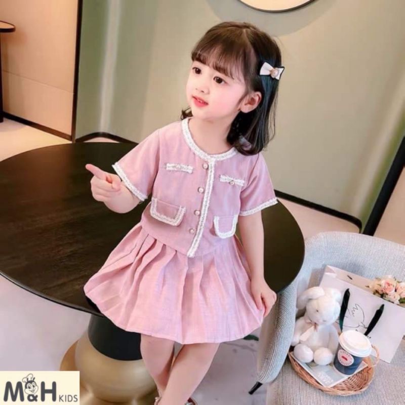 SÉT VEST VÁY NGẮN MẶC HÈ CHO BÉ GÁI SIÊU XINH