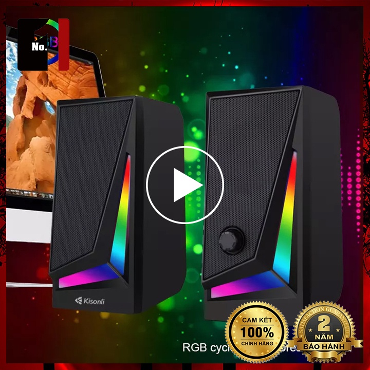 Loa Máy Tính Mini Để Bàn 2.1 Led RGB Kisonli X1 Loa Vi Tính Gaming Âm Thanh Hay Bass Lớn Có Dây Giá Rẻ