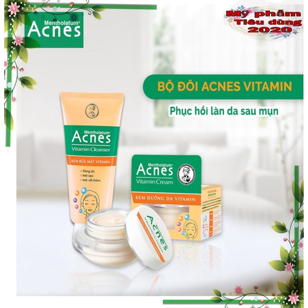 Bộ đôi dưỡng da Acnes vitamin sạch thâm mờ sẹo(Srm 100g + Kem 40g)