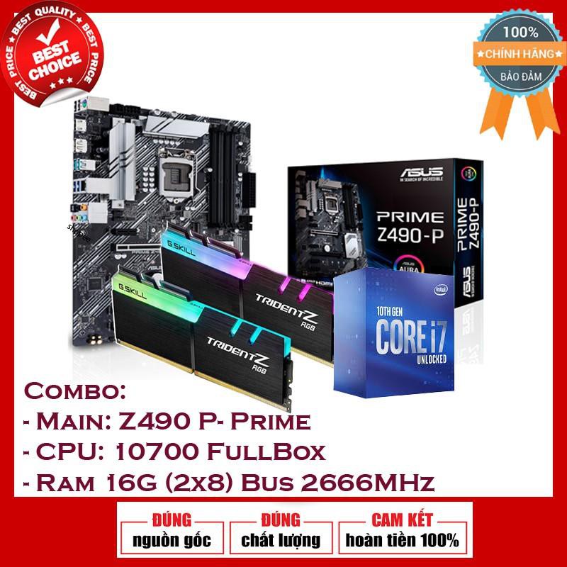 COMBO: Bo mạch chủ Asus Z490 P Prime / CPU 10700 FullBox / Ram 16G Kèm SSD