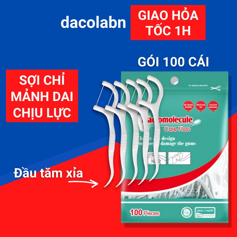 Tăm Chỉ Nha Khoa Tăm Chỉ Kháng Khuẩn Sợi Chỉ Mảnh Chịu Lực Rất Tốt, Dai, Đàn Hồi Đóng Gói Túi 100 Chiếc