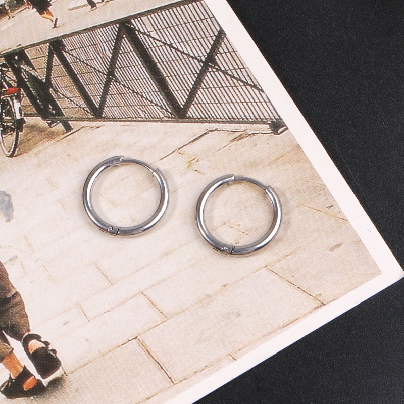 Set 6 Khuyên Tai Tròn Nhỏ Bằng Thép Không Gỉ Đơn Giản Cho Nữ