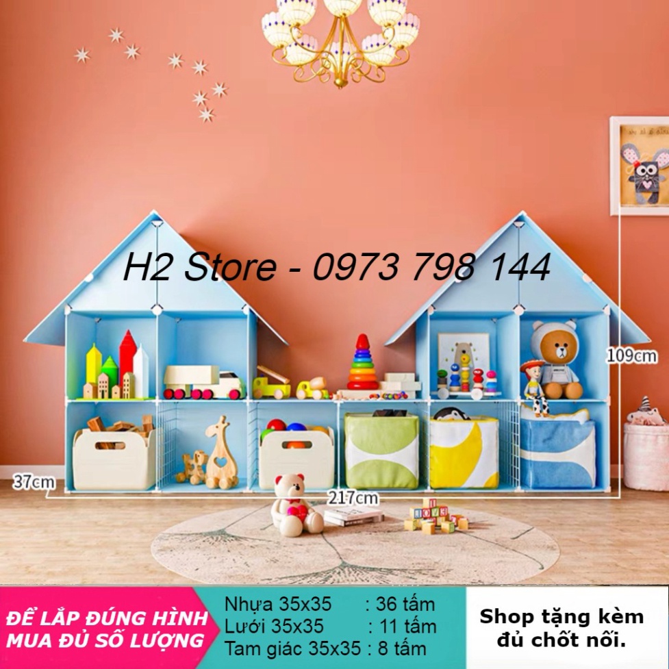 KỆ ĐẺ ĐỒ CHƠI, SÁCH VỞ, TRANG TRÍ DECOR CHO BÉ (KỆ SÁCH CÓ MÁI) - Bán theo tấm