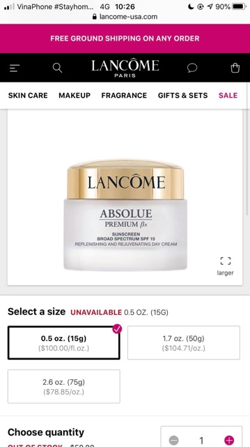 KEM BAN NGÀY LANCOME ABSOLUE SPF 15+ 15G