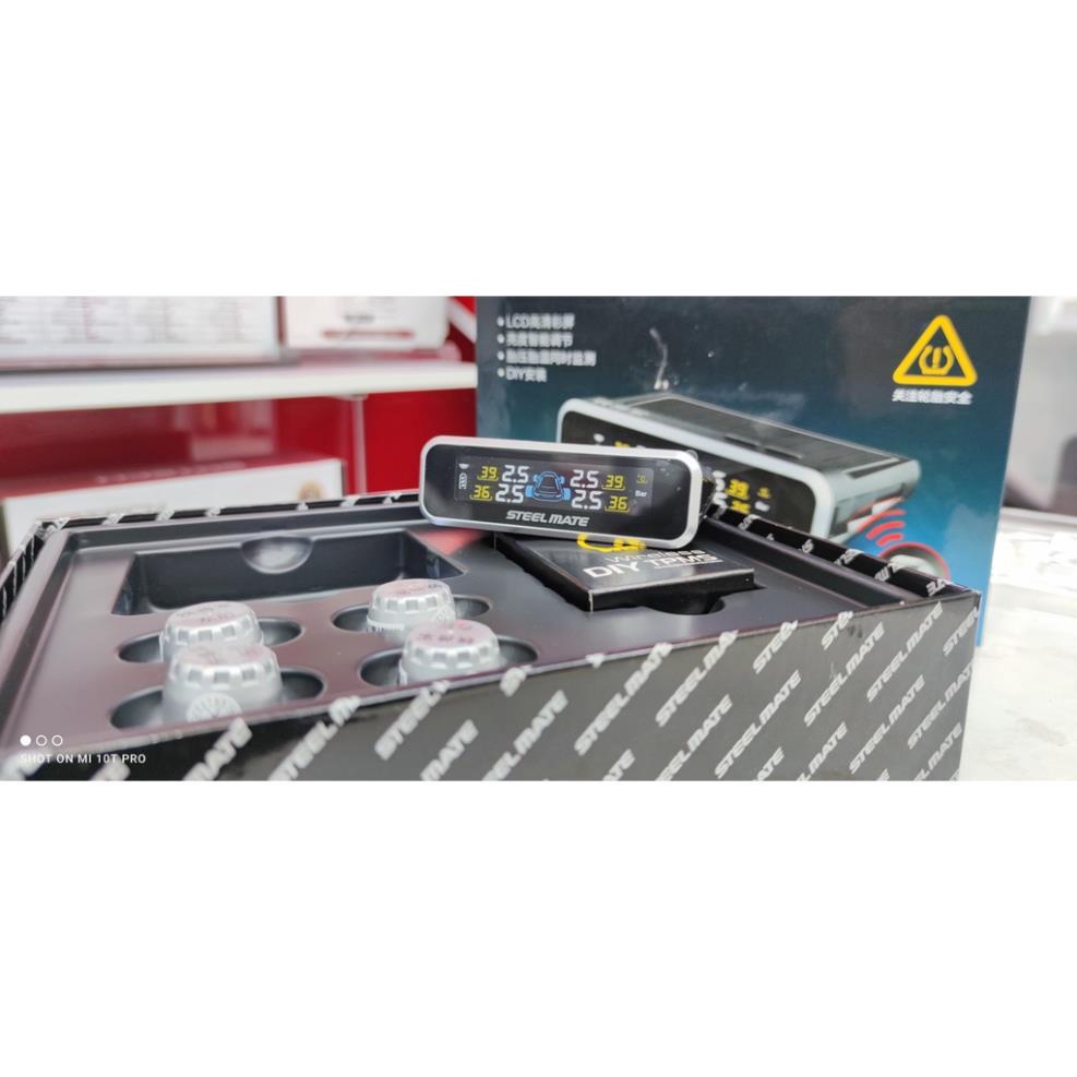 Cảm biến áp suất lốp ô tô van ngoài STEEL MATE E3W Pin năng lượng mặt trời-Van cảm biến ngoài dùng từ 3-5 năm