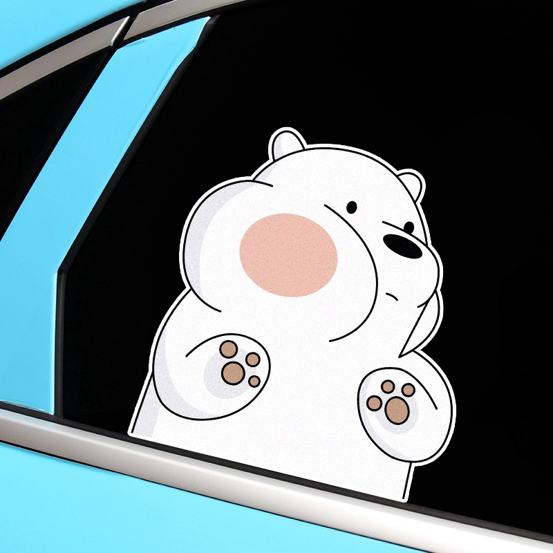 Sticker dán phản quang trang trí xe hơi hình gấu we bare bears vui nhộn xinh xắn