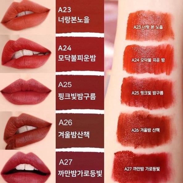 [Bu123]  Son Black Rouge Ver5 Son kem lì Air Fit Velvet Ver5 + Black ver6