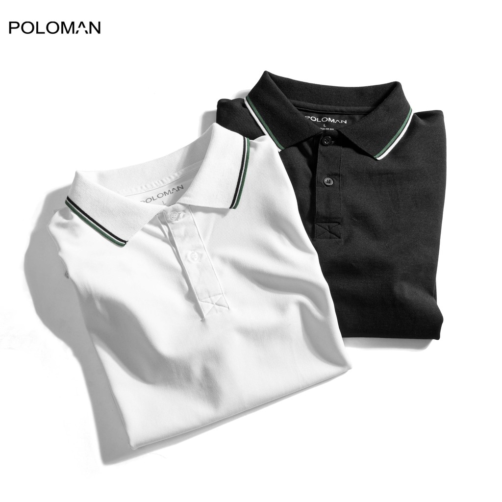 Áo Polo nam cổ bẻ phối Tekda vải cá sấu Cotton xịn,chuẩn form,sang trọng-lịc lãm màu Đen P20 - POLOMAN | BigBuy360 - bigbuy360.vn