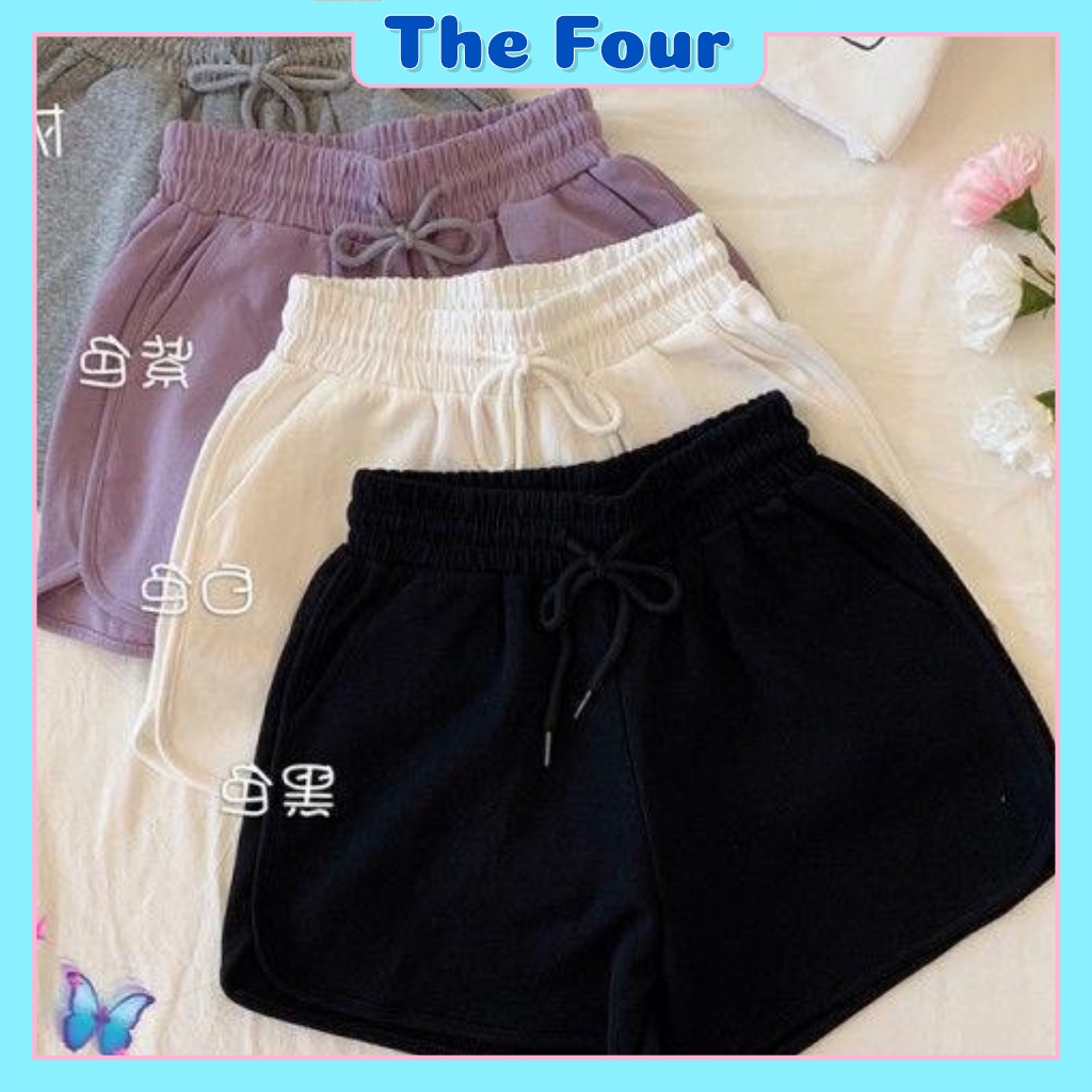 Quần Đùi Nữ Quần Đùi Thể Thao Nữ 4 Màu Unisex Short Thun Ngắn Dáng Rộng Cạp Chun, Sooc Mặc Nhà Phong Cách Hàn Quốc