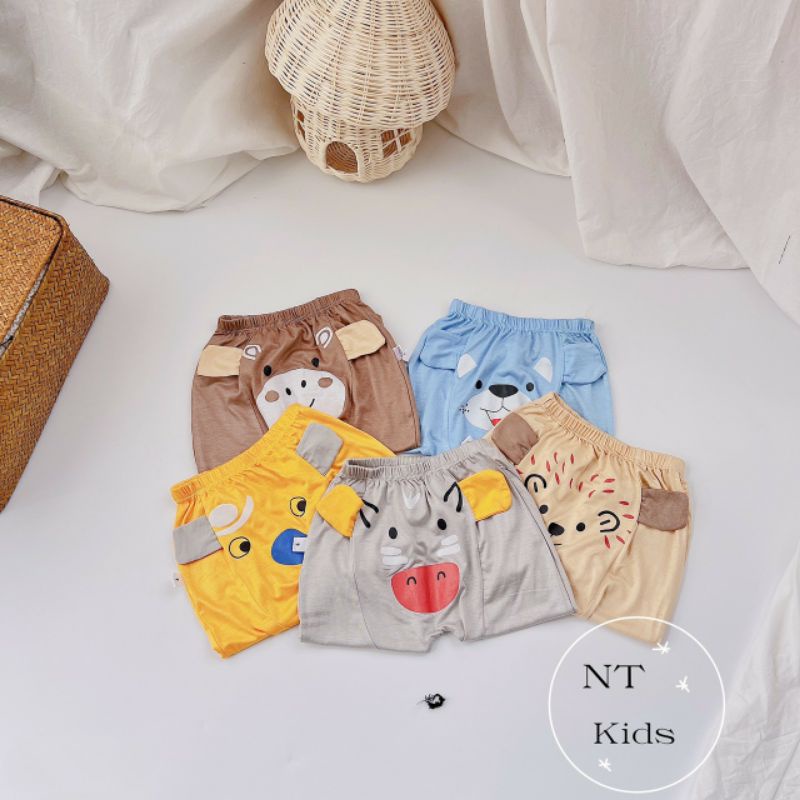 Quần Dài Đáp Đũng Thun Lạnh Tai Thú Cực Cute cho bé 7-15 kg