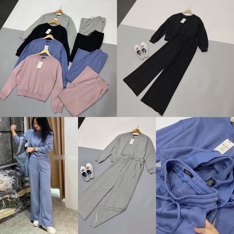 Bộ nỉ quần suông 4 màu